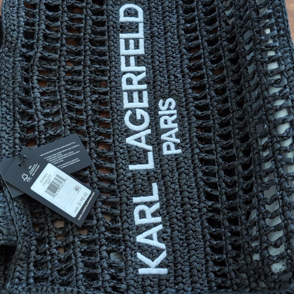 Karl Lagerfeld Paris Large Embroidered Logo Woven Tote Nwt ❤️ - Picture 4 of 8